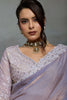 Designer Lavender Silk Saree with Floral Lace Border Party  Wear