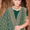 Green Georgette Saree Heavy Gold Zari Embroidery Designer Blouse