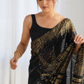 Designer Black Saree with Gold Party Wear Georgette Saree