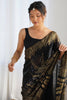 Designer Black Saree with Gold Party Wear Georgette Saree