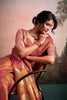 Pink Golden Silk Saree with Zari Polka Dot Weaving Designer Saree