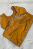 Mustard Yellow Georgette Saree Stone Embroidered Border Designer Blouse