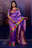 Lavender Soft Silk Saree with Multicolor Designer Border Rich Zari Pallu
