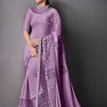  Lavender Embroidered Georgette Saree with Designer Blouse