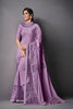  Lavender Embroidered Georgette Saree with Designer Blouse