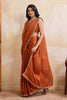 Rust Orange Georgette Saree with Silver Zari Border Butti Work