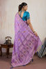 Lavender Banarasi Silk Saree with Rich Zari Floral Weaving Border