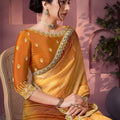 Mustard Yellow Designer Saree Embellished Border Festive Wear Saree