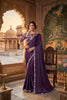 Royal Purple Embroidered Saree with Floral Designer Border