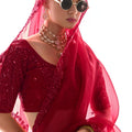 Red Organza Saree with Heavy Embroidered Designer Blouse