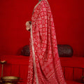 Red Bandhej Printed Georgette Saree Festive Wear