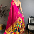 Rani Pink Soft Silk Saree with Designer Pallu and Zari Border