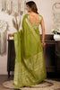 Olive Green Silk Saree with Golden Zari Border Designer Saree