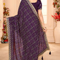 Purple Embroidered Designer Saree with Sequins Work Heavy Border