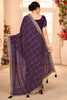 Purple Embroidered Designer Saree with Sequins Work Heavy Border