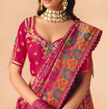 Rani Pink Paithani Silk Saree Traditional Multicolor Zari Weaving Saree