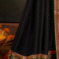 Black Designer Saree with Embroidered Border Contrast Blouse