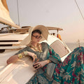 Teal Green Floral Printed Silk Saree with Classic Designer Border