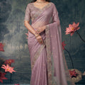 Lavender Pink Designer Saree with Embroidered Sequins Border