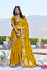 Mustard Yellow Georgette Saree Elephant Embroidery Blouse