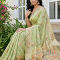 Pastel Green Banarasi Silk Saree with Rich Woven Zari Pallu