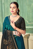 Teal Green Black Embroidered Saree with Designer Blouse