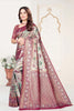 Maroon and Beige Banarasi Silk Saree with Rich Zari Woven Design