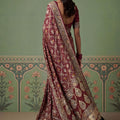 Elegant Maroon Heavy Embroidered Banarasi Silk Saree