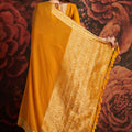 Mustard Yellow Banarasi Silk Saree with Rich Golden Zari Weaving