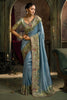 Blue Silk Saree with Handcrafted Embroidered Border Designer Blouse