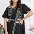 Black Designer Saree with Sequins Embroidered Blouse