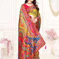 Mustard Yellow Multicolor Printed Saree with Paisley Design Saree