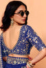 Royal Blue Embroidered Designer Silk Saree with Heavy Border Blouse Piece