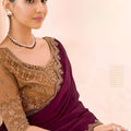 Wine Maroon Silk Saree Designer Embroidered Border Party Wear Saree