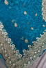 Teal Blue Net Saree with Heavy Sequins Embroidery Border