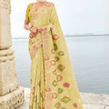Pistachio Green Embroidered Organza Silk Saree Designer Lace Border