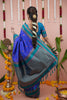 Royal Blue Silk Saree with Teal Woven Border Traditional Design
