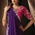Purple Designer Embroidered Saree with Heavy Border Stylish Blouse