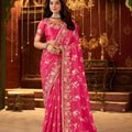 Rani Pink Banarasi Silk Saree with Golden Zari Designer Saree