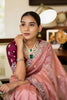 Pink Embroidered Satin Silk Saree with Designer Floral Border