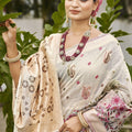 Cream Banarasi Silk Saree with Weaving Zari Border Festive Wear
