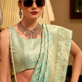 Sea Green Banarasi Silk Saree with Intricate Zari Weaving Saree