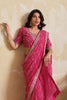 Pink Georgette Saree with Golden Embroidered Border Designer Blouse