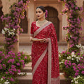 Elegant Red Bridal Silk Saree with Intricate Festive Wear