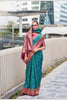 Elegant Teal Patola Print Silk Saree with Rich Maroon Zari Border