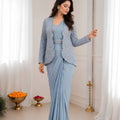 Blue Ready-to-Wear Saree Heavy Embroidered Designer Jacket