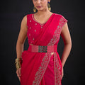 Red Designer Saree with Heavy Embroidered Border