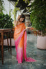 Orange Pink Ombre Sequins Saree Pink Border Designer Party Wear
