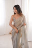 Champagne Gold Organza Saree Designer Embroidered Border