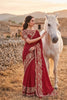 Red Embroidered Saree with Heavy Gold Designer Border and Blouse 
